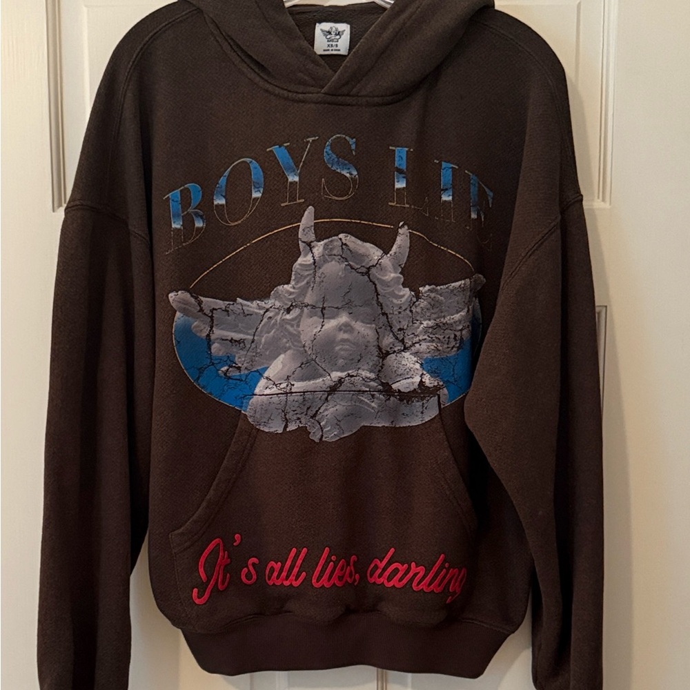 Boys Lie Chocolate brown Here Lies Racer Hoodie